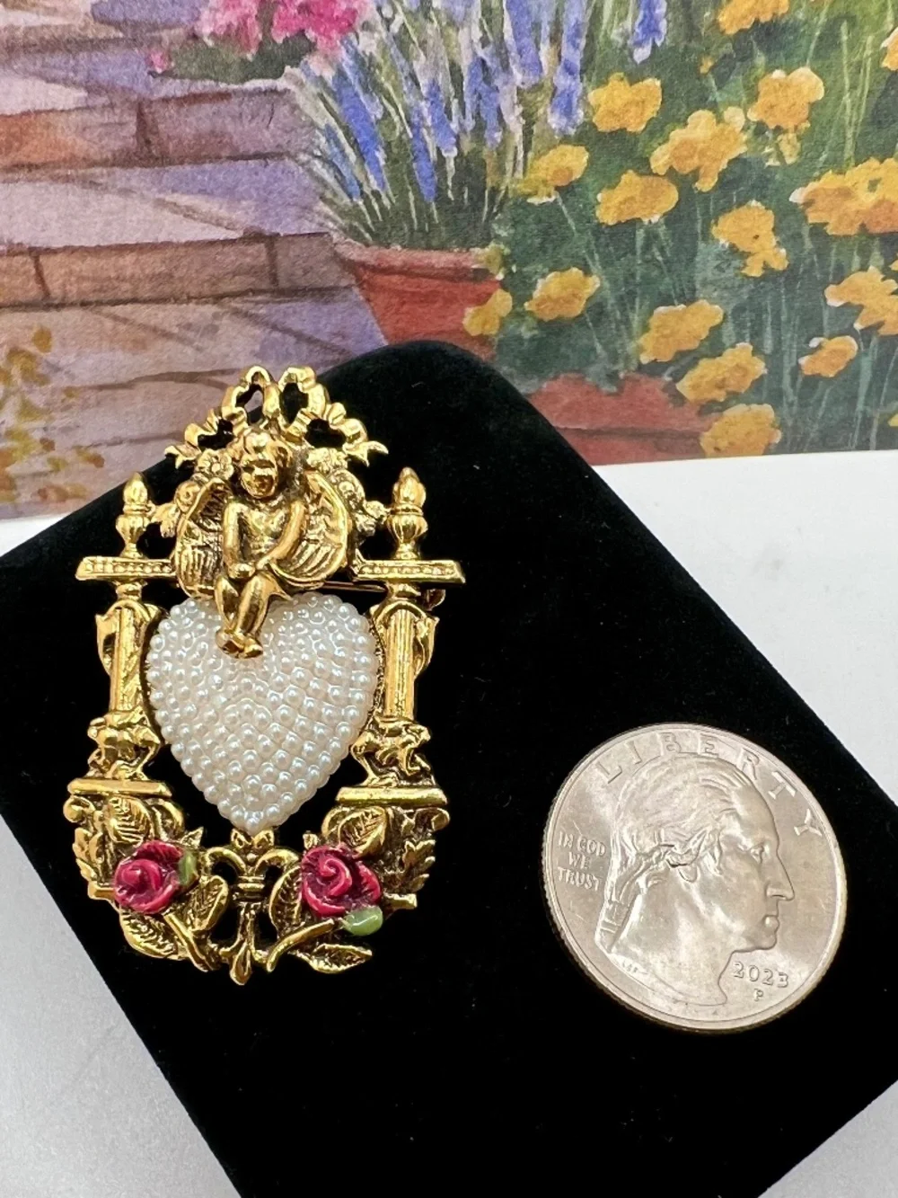 1928 Brand Cherub Heart Brooch